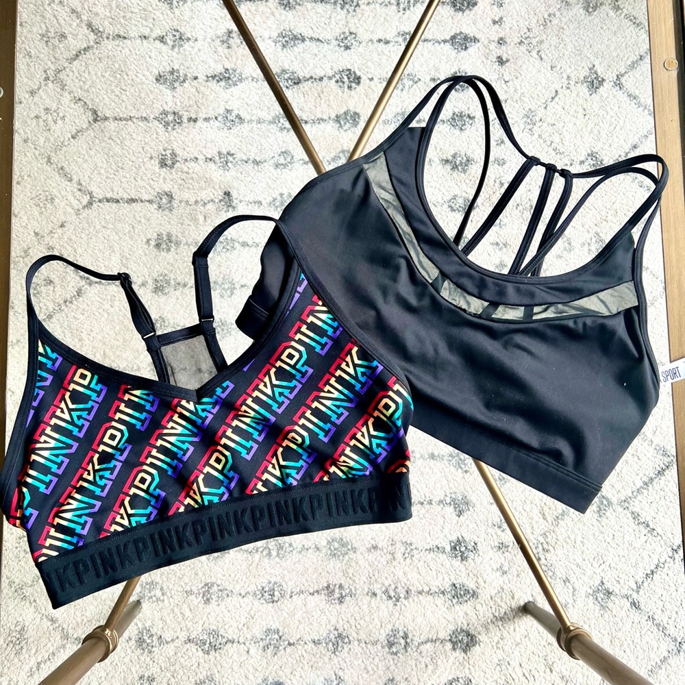 Bundle of 2 Victoria’s Secret Sport mesh strappy bra & PINK sports bra